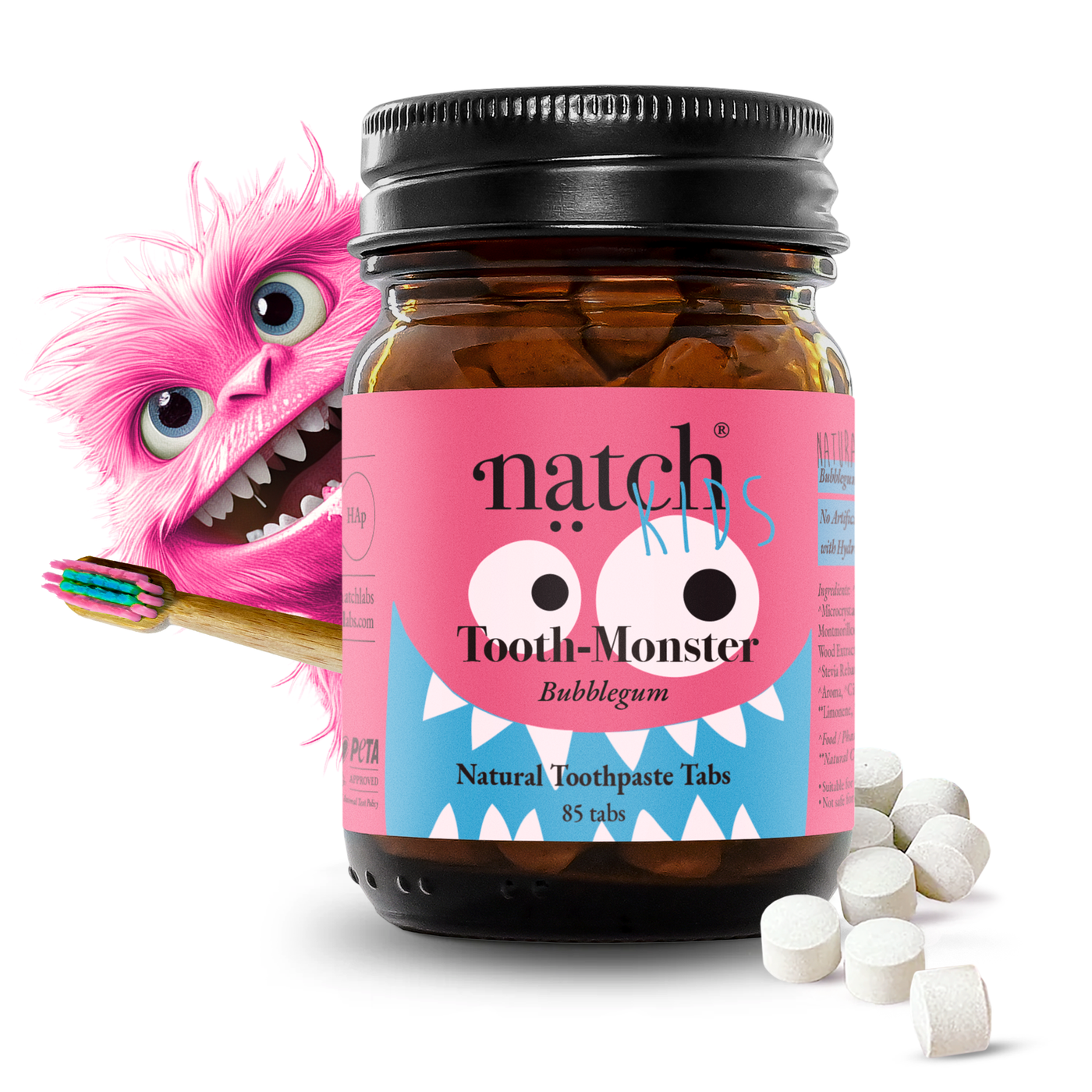 Tooth Monster Bubblegum (Zahnpasta Tabs für Kids)