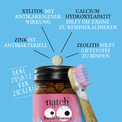 Tooth Monster Bubblegum (Zahnpasta Tabs für Kids)