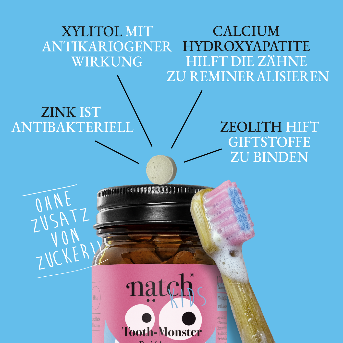 Tooth Monster Bubblegum Zahnpasta Set für Kinder