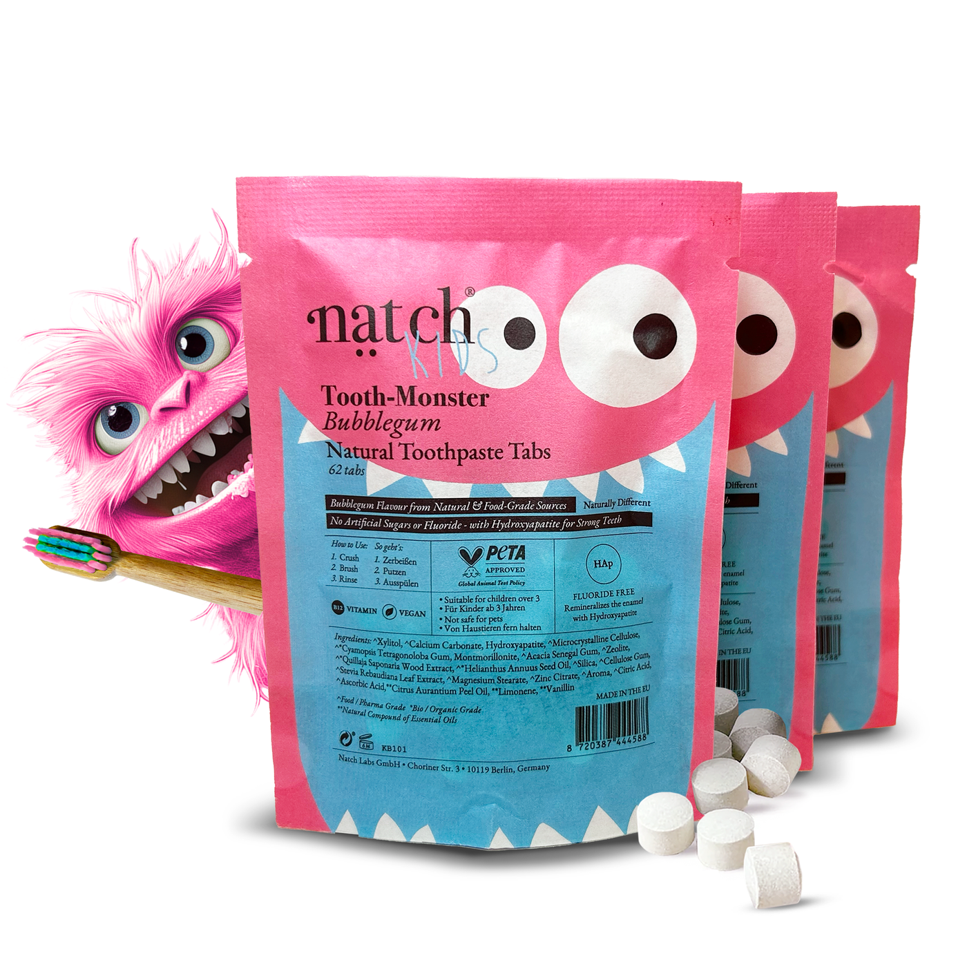 Tooth Monster Bubblegum 3-Month Refill Bags