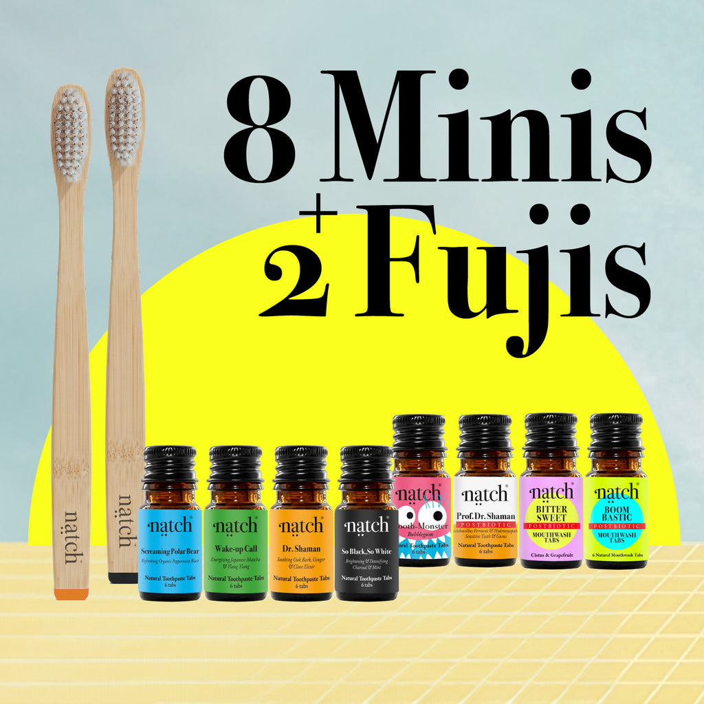 Natch Travel Set - 8 Mini Bottles. 2 Toothbrushes (FREE shipping