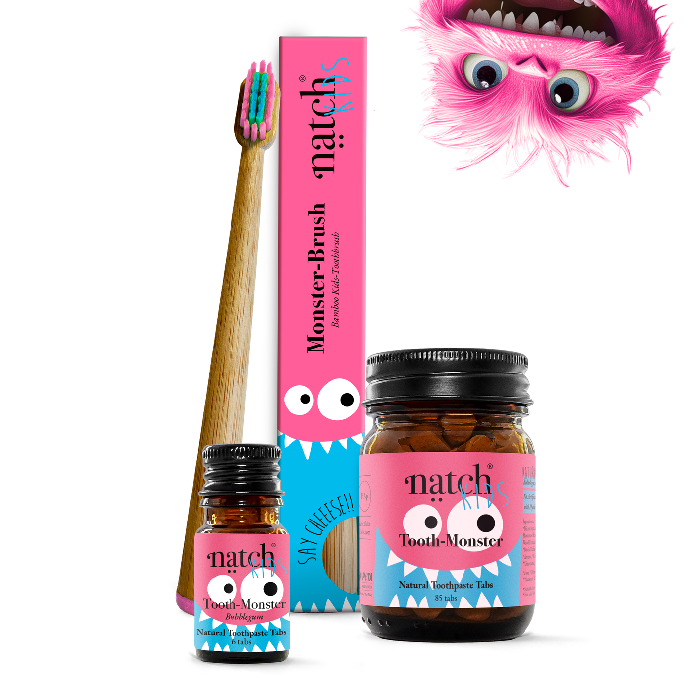 Tooth Monster Bubblegum Zahnpasta Set für Kinder