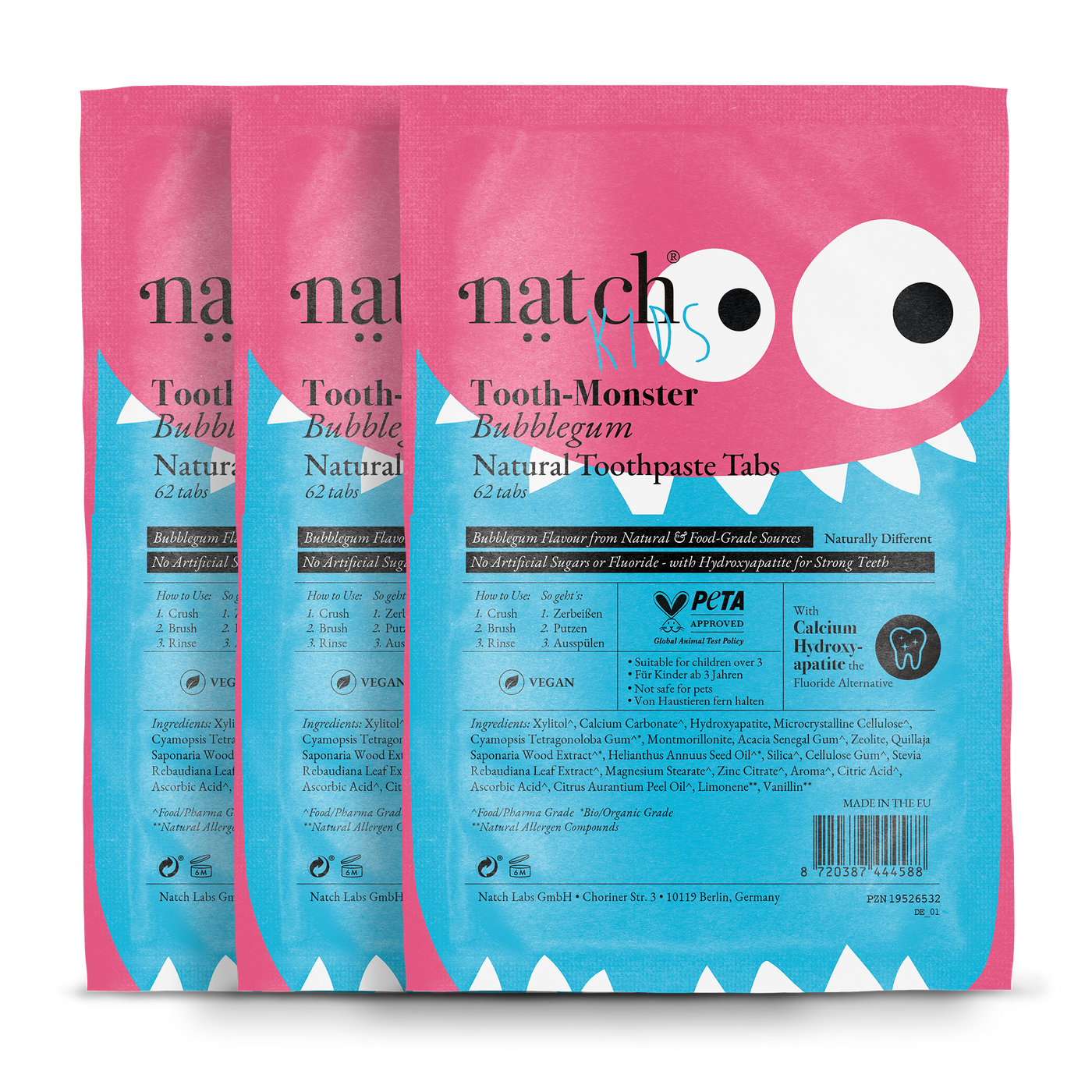 Tooth Monster Bubblegum 3-Month Refill Bags – Natch Labs