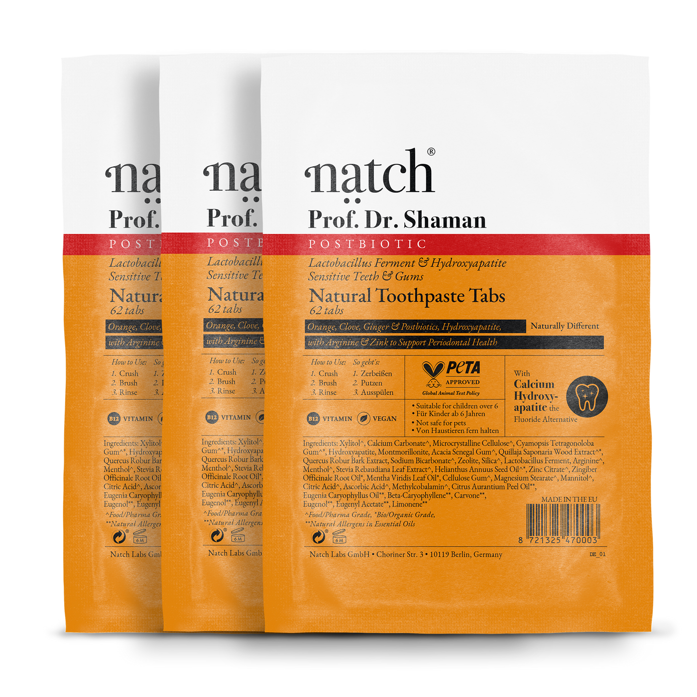 Prof. Dr. Shaman - Postbiotic Toothpaste Tabs 3-Month Refill Bags ...